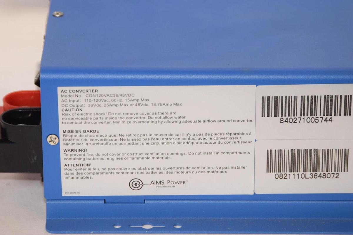 (NEW) AIMS POWER CON120VAC36/48VDC Converter & Battery Smart Charger