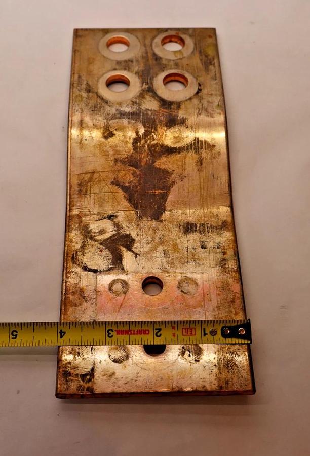 Used (Lot of 3) Copper Bus Bar 10" x 4" x 1/4" .25" thick  10x4x1/4 1" OFFSET 9lb