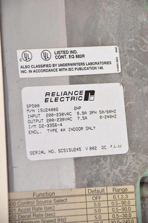 Used RELIANCE ELECTRIC 1SU24002 SP500 3PH 2Hp 2 hp 200-230V Drive