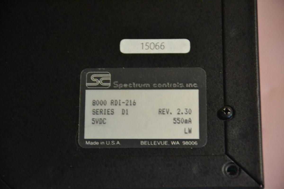 Used SPECTRUM CONTROLS B000 RDI-216 B000-RDI-216 RD 216 SER. D1 REV. 2.30 5 VDC 550mA
