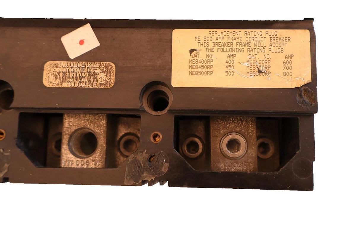 Used Square D 800 Amp MEL836LI 600V Circuit Breaker 3p500A Trip Micrologic ME8500RP