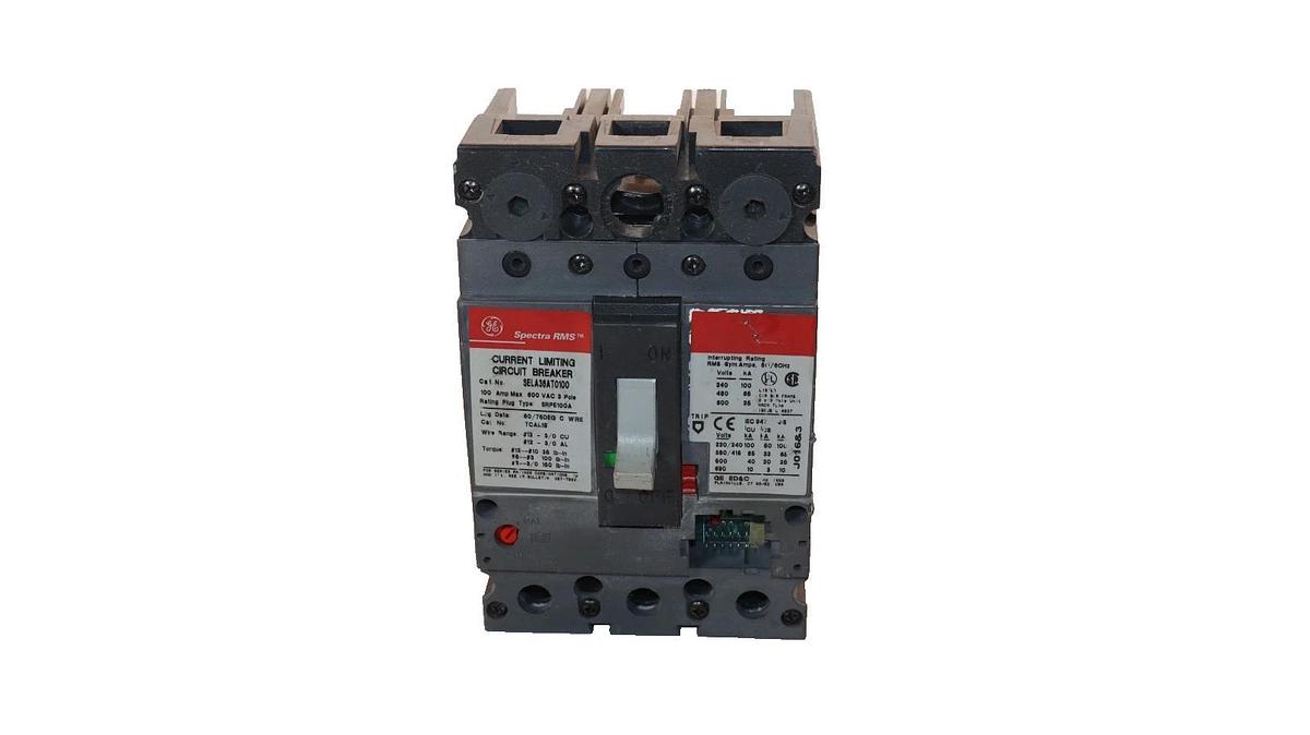 Used GE 100A 100 Amp Spectra Circuit Breaker 600V 3-Pole SELA36AT0100 W/O Plug