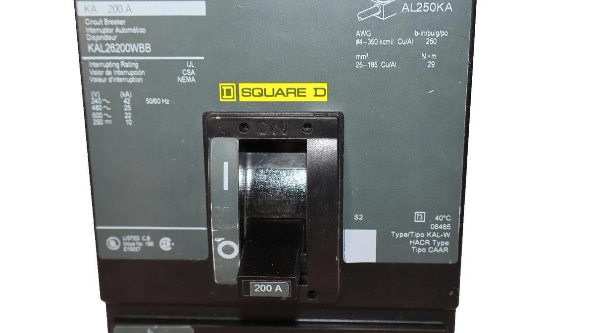 Used Square D KAL26200WBB 200A Amp 3 Pole Circuit Breaker