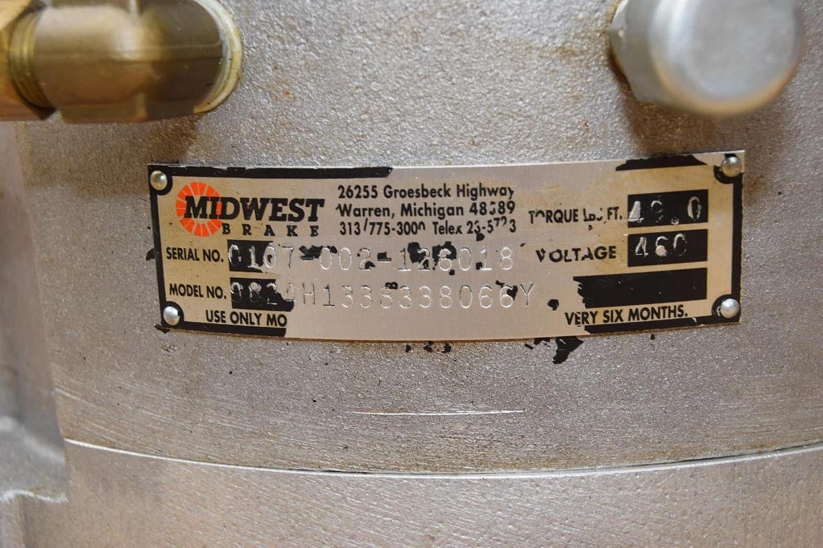 MIDWEST BRAKE 9824H1338338066Y 49 ft lbs 460v 1-1/2" 9824-H1338-3380-66Y NEW