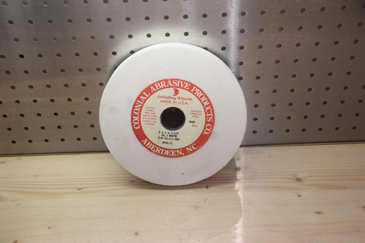Colonial Abrasive 53-111-563, 60 J 32A White Grinding Wheel 8" x 1" x 1-1/4"