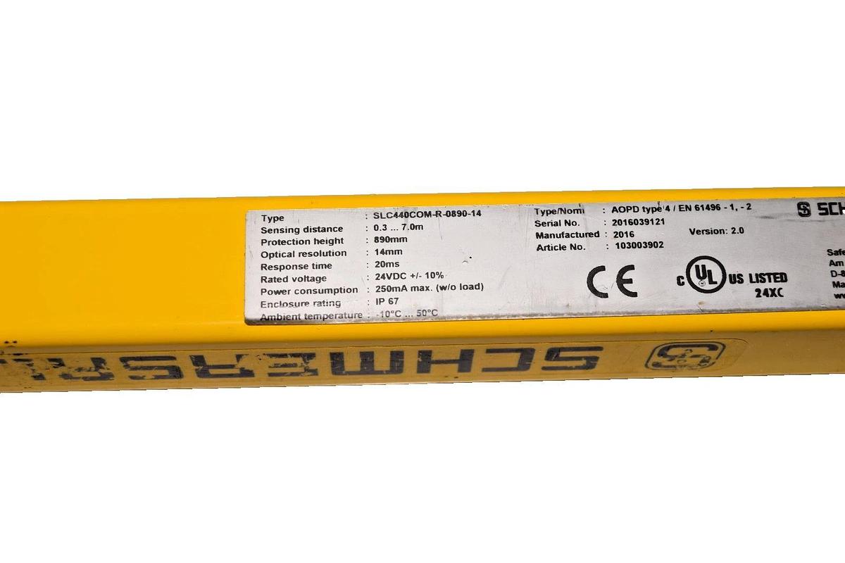 Used Schmersal Safety Light Curtain SLC440COM-R-0890-14 Receiver 24VDC (Used)