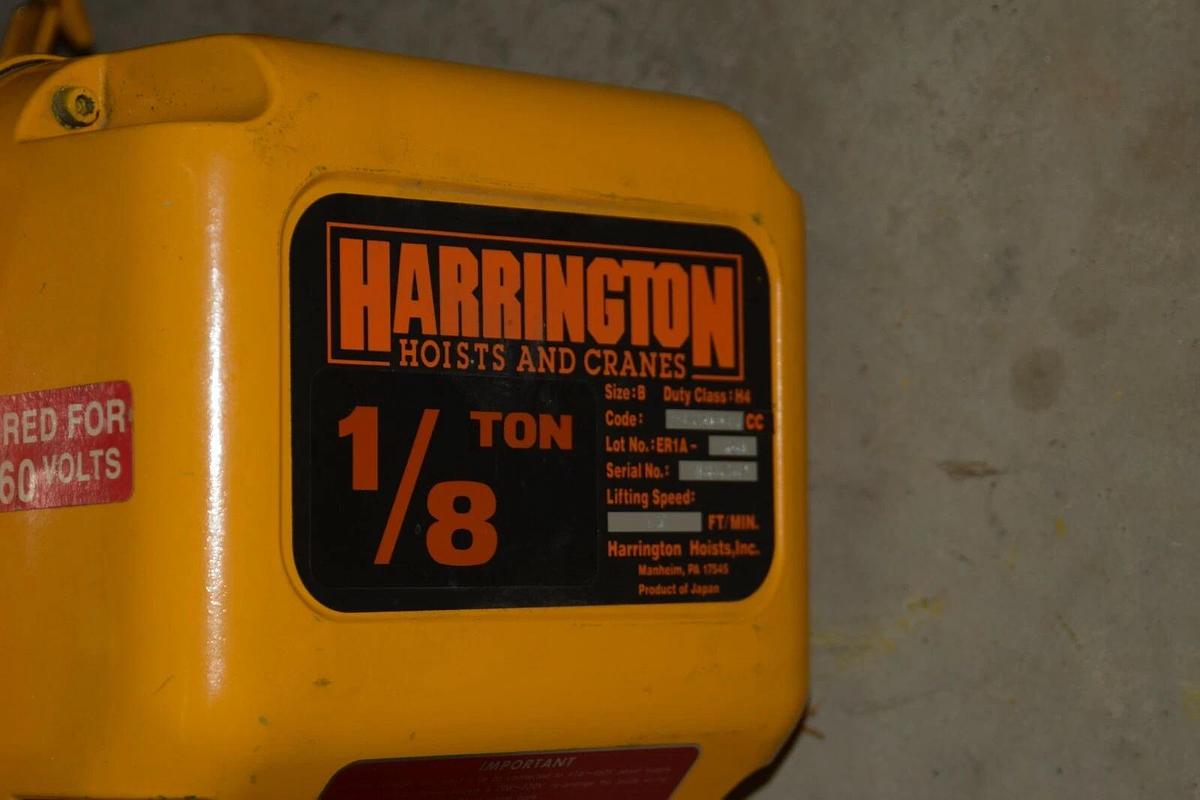 Harrington 1/8 Ton Electric Hoist 1/8T ER001HCC 6' Lift single speed (NEW)
