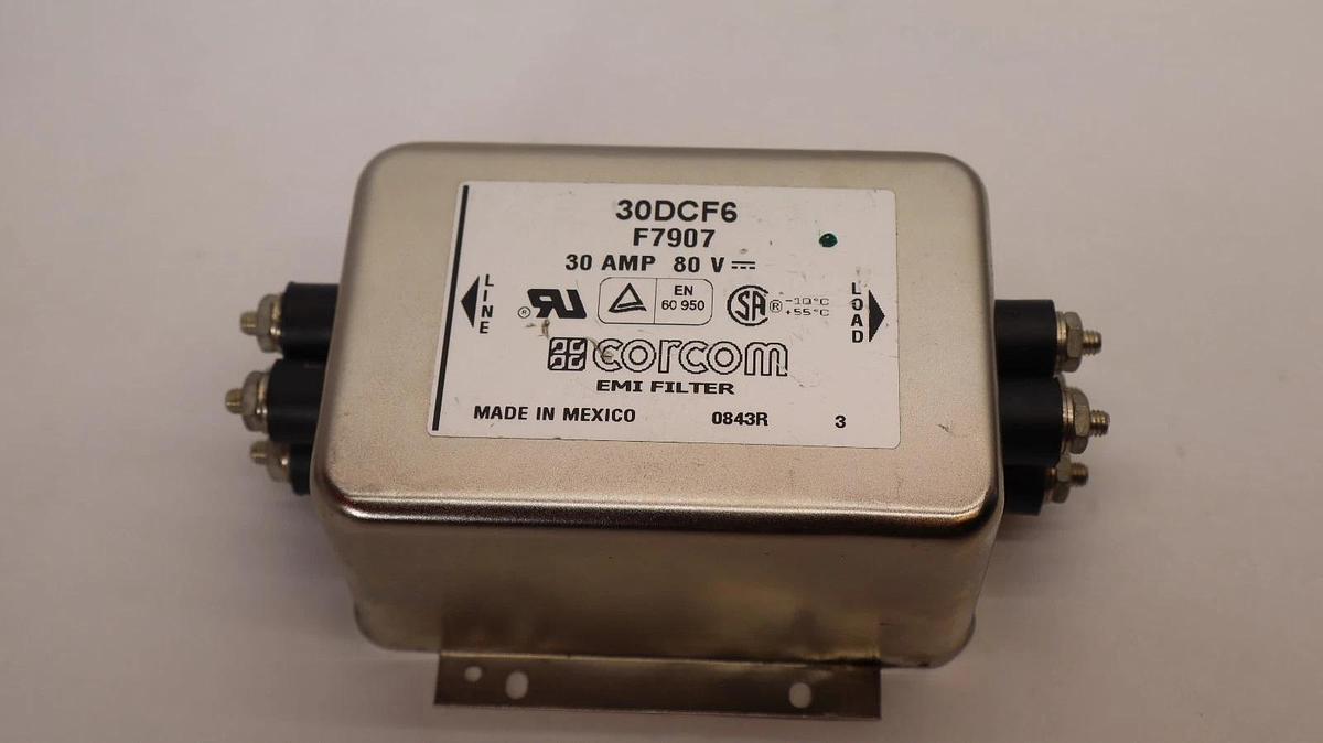 Corcom Power Line Filter 30DCF6 F7907 30 AMP 30A 80V EMI Filter (NOS)
