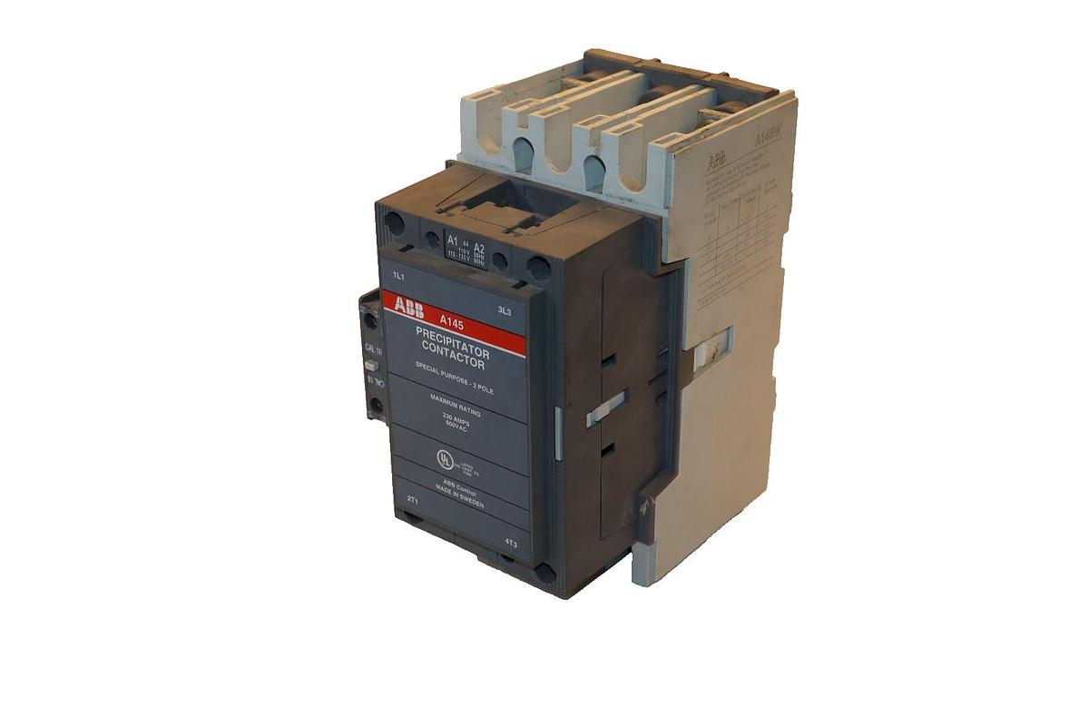 Used ABB A145W Precipitator Contactor 230A 230 Amp 600VAC 2 Pole 110/120v coil