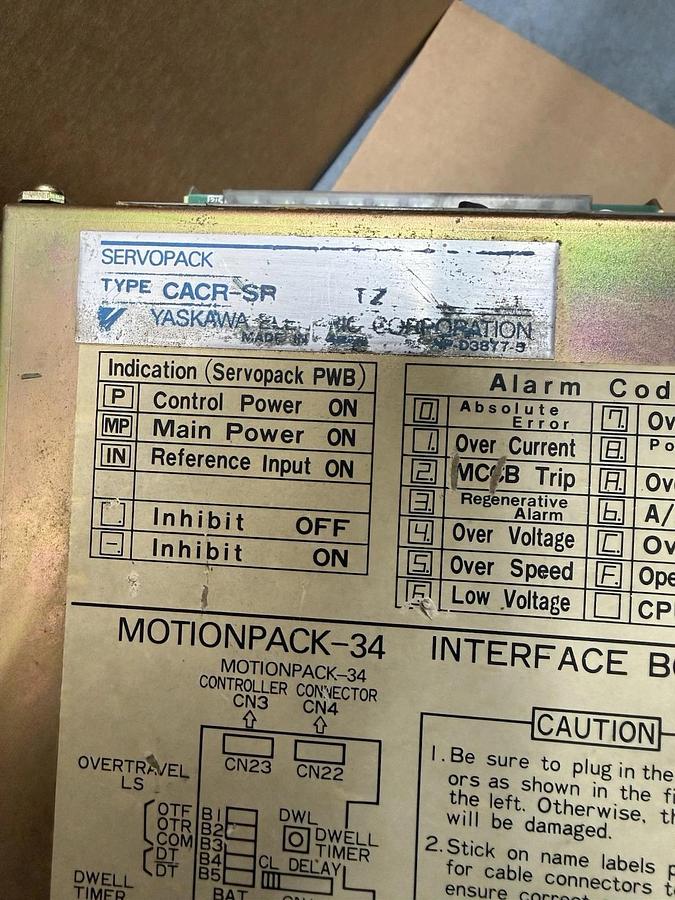 Used Yaskawa Drive ServoPack CACR-SR06TZ0SM CACR-SR06TZ6SM-E  .60kw .80HP