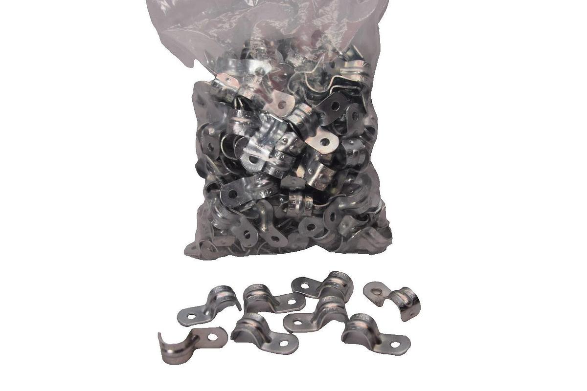(Lot of 200) Assorted Brands 1/4" H.W. EMT 1 Hole Conduit Pipe Strap P-Clamp NEW