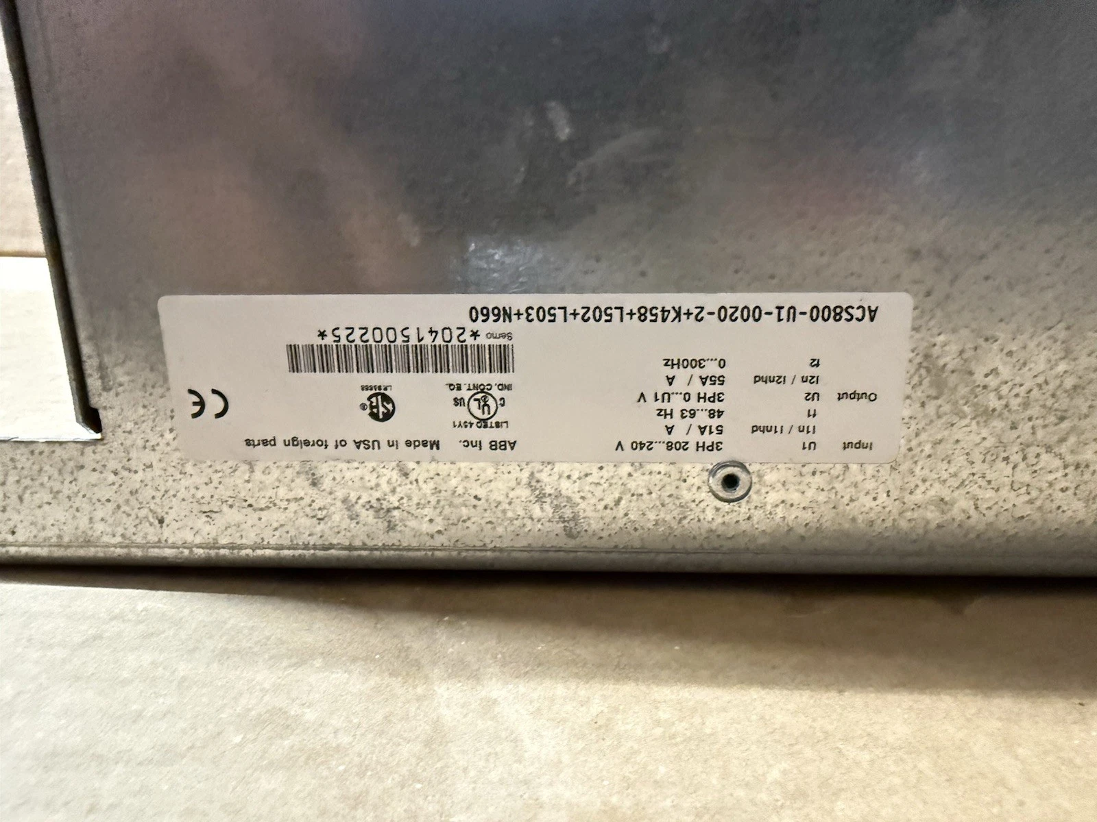 Used ABB ACS800-U1-0020-2+K458+L502+L503+N660(READ)