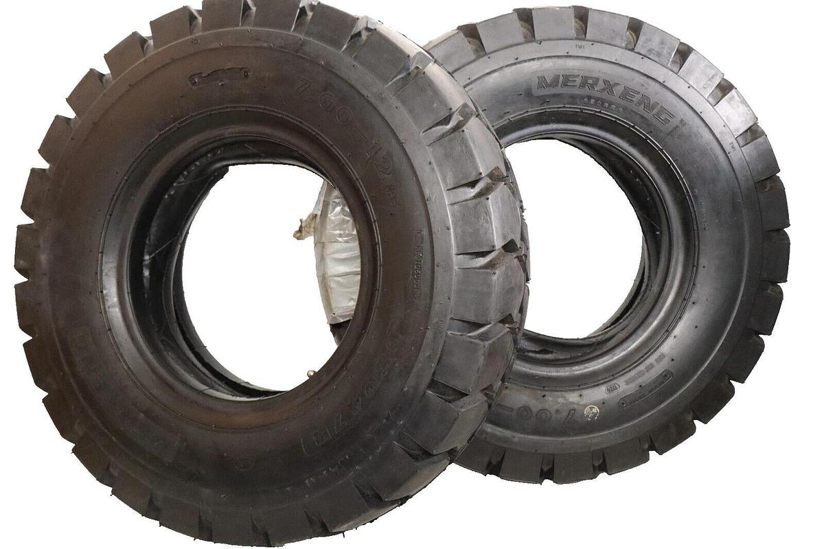 (NEW - PAIR) MERXENG 7.00-12 ( Tire + Tube) Forklift Replacement Tire