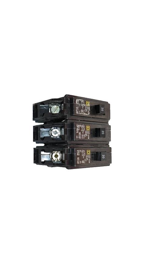 Used Square D Circuit Breaker 20A 20 Amp HOM120-U 1p 1  Pole(Lot of 3)