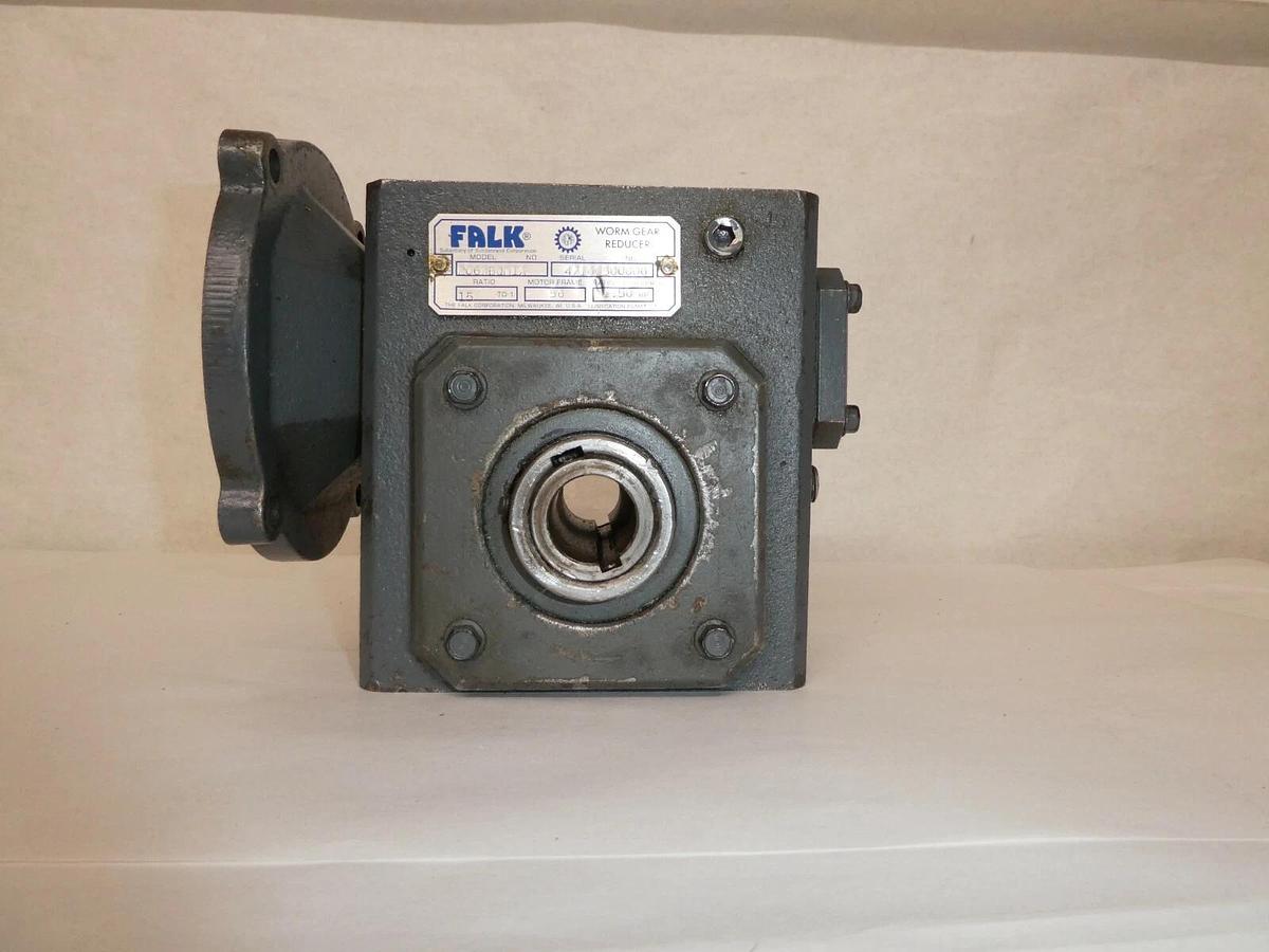 Used FALK 206WBQM1 15:1 Ratio 56 Motor Frame 1.58HP 1" / 5/8" Worm Gear Reducer