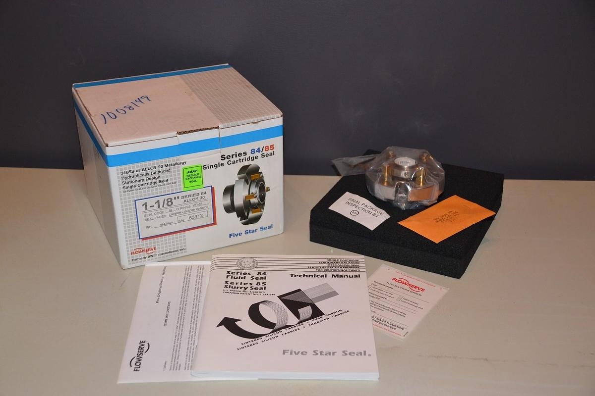 Flowserve Single Cartridge Five Star Seal R84-09AA Ser. 84 Alloy 20 1-1/8" NEW