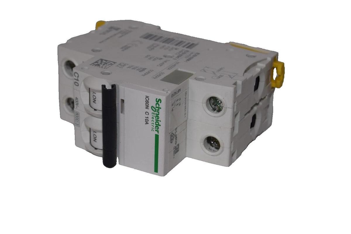 Used SCHNEIDER ELECTIRC iC60N C 10A , CNS14816-2 2P 400V Miniature Circuit Breaker