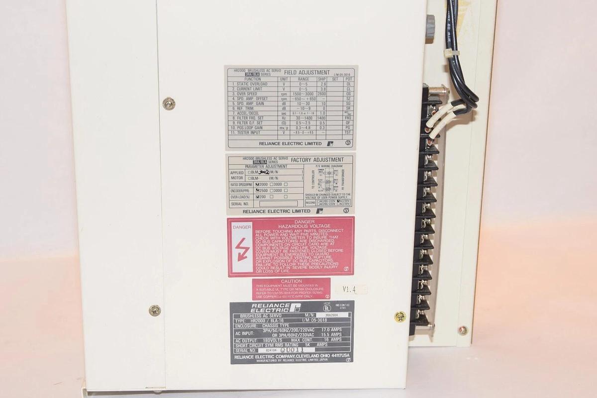 Used RELIANCE ELECTRIC HR2000/BLA-16 3Ph 50/60Hz 200/220Vac Brushless AC Servo Drive