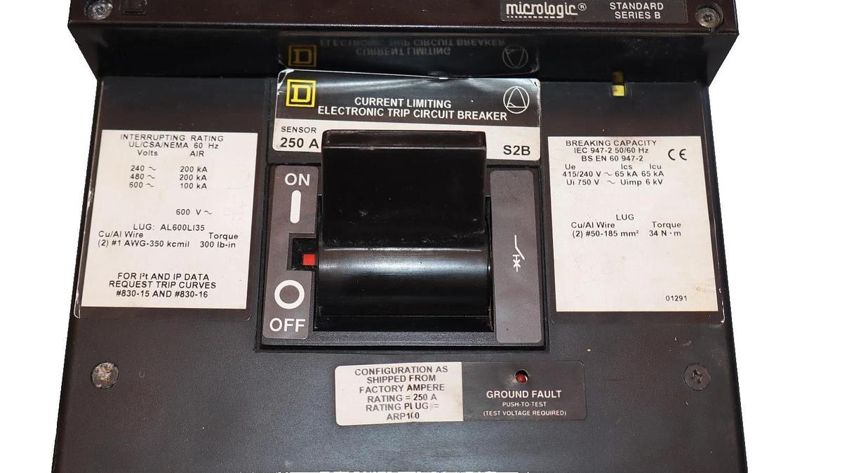 Refurbished Square D Breaker 250A 250 Amp LXI36250G ARP070 Micrologic SerB Ground Fault
