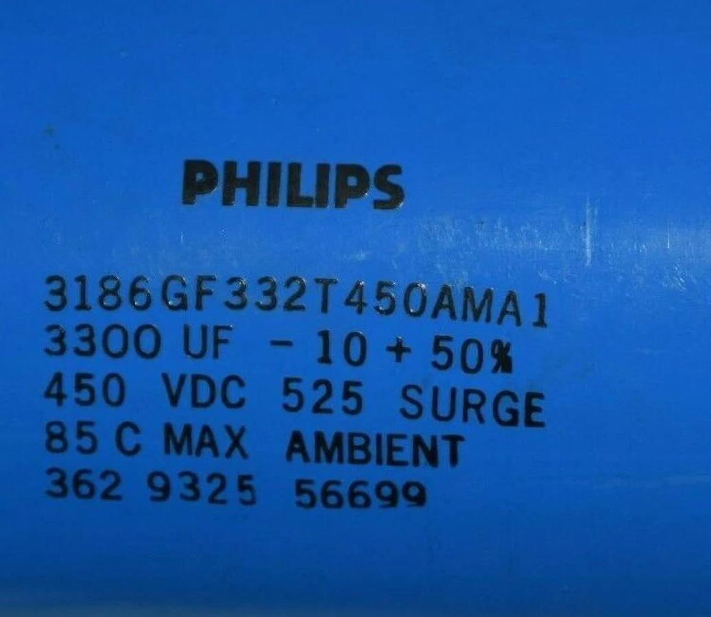 Used PHILIPS 3186GF332T450AMA1 3300uF 450Vdc 525 Surge Capacitor