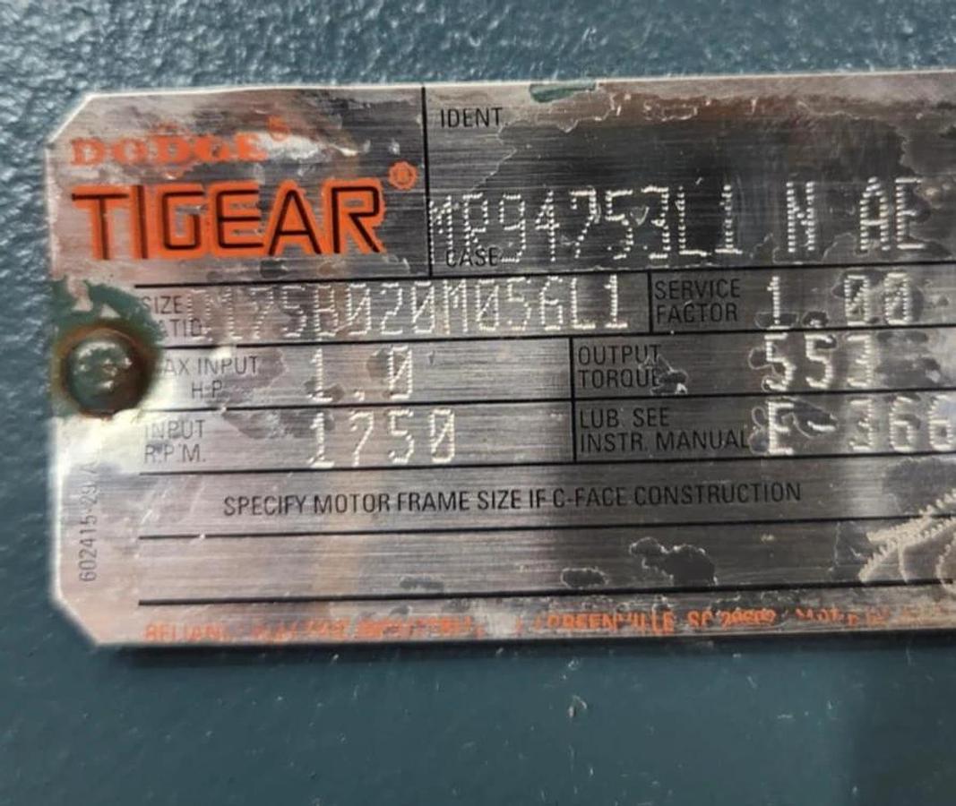 Refurbished Dodge Tigear Q175B020M056L1 Worm Gearbox 20:1 speed Reducer 1Hp RH