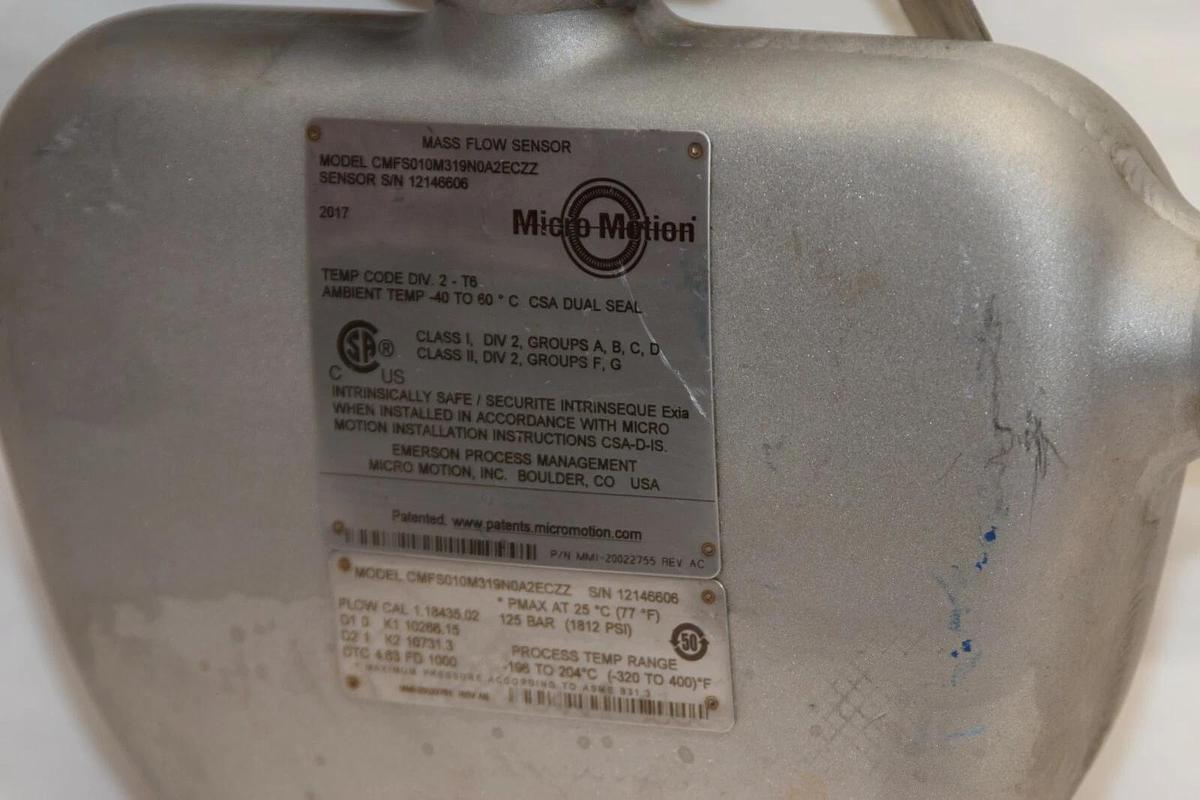 Used Micro Motion 2400SIA11B2EZZZ Mass Flow Transmitter Sensor CMFS010M319N0A2ECZZ