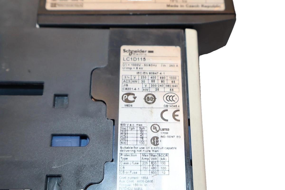 Schneider Contactor LC1D115 1000V 120V coil 250A 3ph (New)
