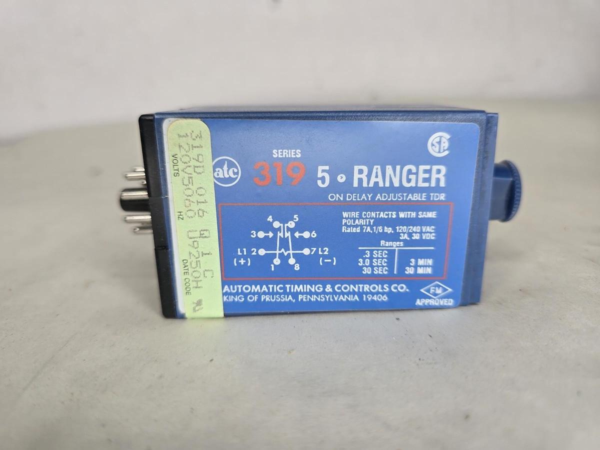 Used AUTOMATIC TIMING & CONTROLS CO. 319 5A 120/240Vac 0-30sec Time Delay Relay