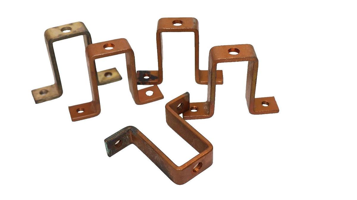 Used Buss Bar Copper 1-3/4" x 2-5/8 x 1-1/8" (Lot of 5)