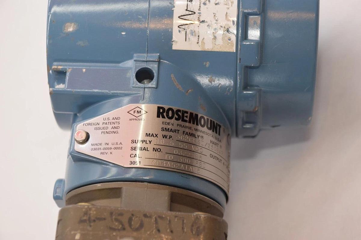 Used ROSEMOUNT 3051CD4A52A1AM5 3626psi 250Bar Smart Pressure Transmitter *No Rear Cap