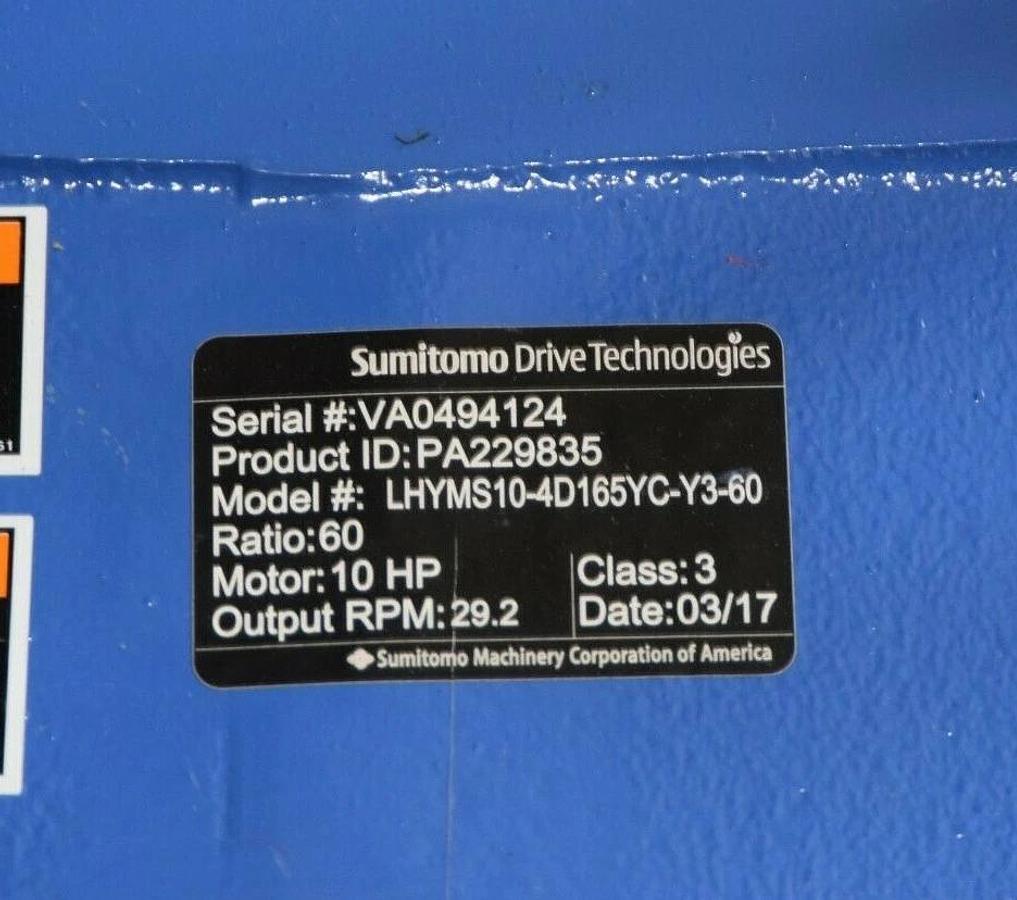 (New) SUMITOMO Gearmotor PA229835 10 HP Ratio:60 230/460V LHYMS10-4D165YC-Y3-60