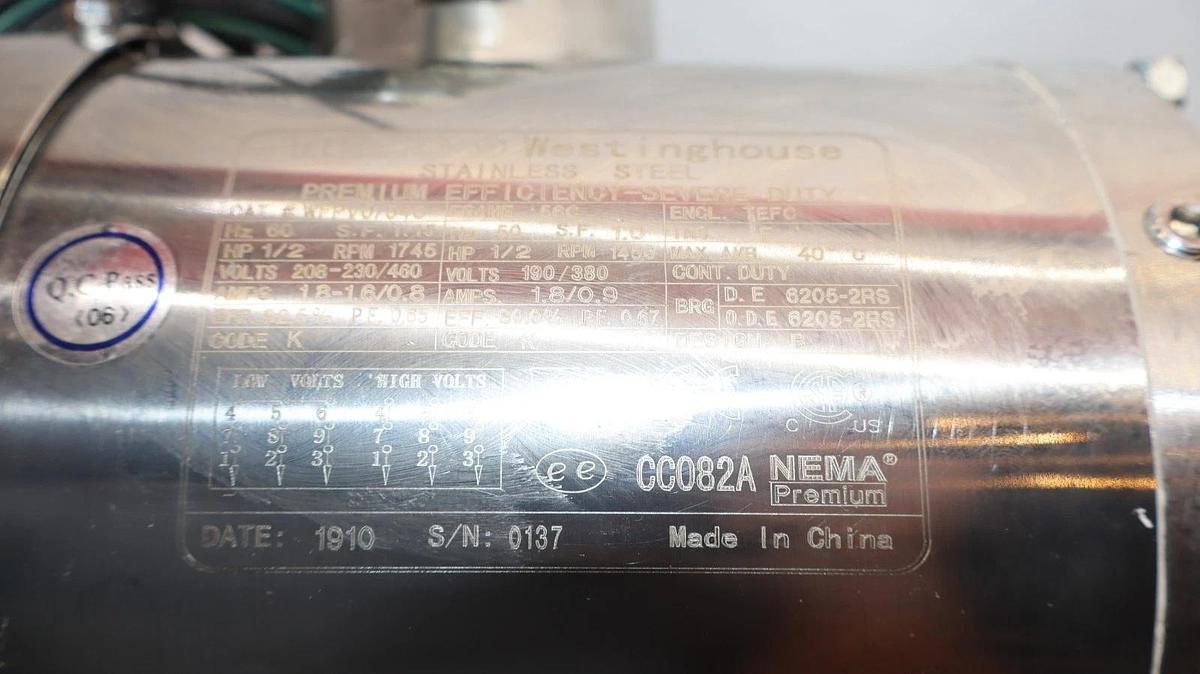 Teco-Westinghouse WFPV0/54C , 56C Frame , CC082A 5/8" Rod Motor (New)