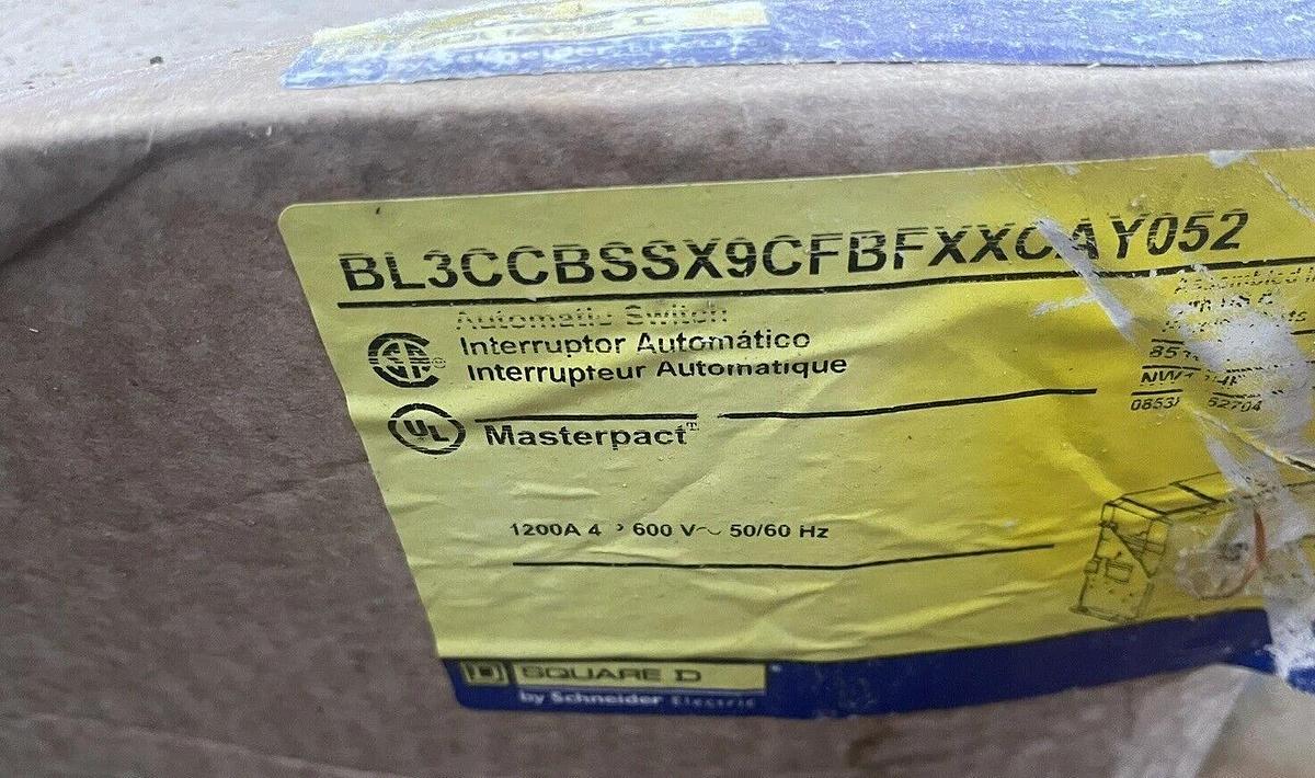 (New) Square D Masterpact 1200A NW12HF  BL3CCVSSX9CFBFXXCA , BL3CCBSSX9CFBFXXCA