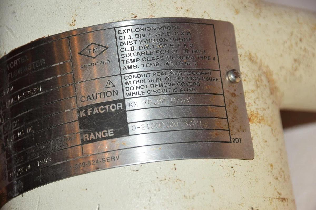 Used YOKOGAWA YEWFLO YF104-AAUB1A-5353*E USG 24VDC 0-21000.00 VORTEX FLOWMETER