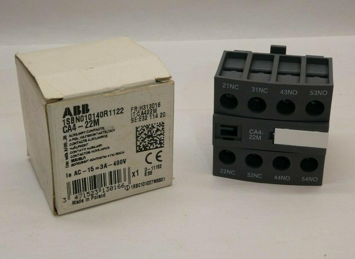 (NEW) ABB CA4-22M 1SBN010140R1122 4P 3A 400V Auxiliary Contact
