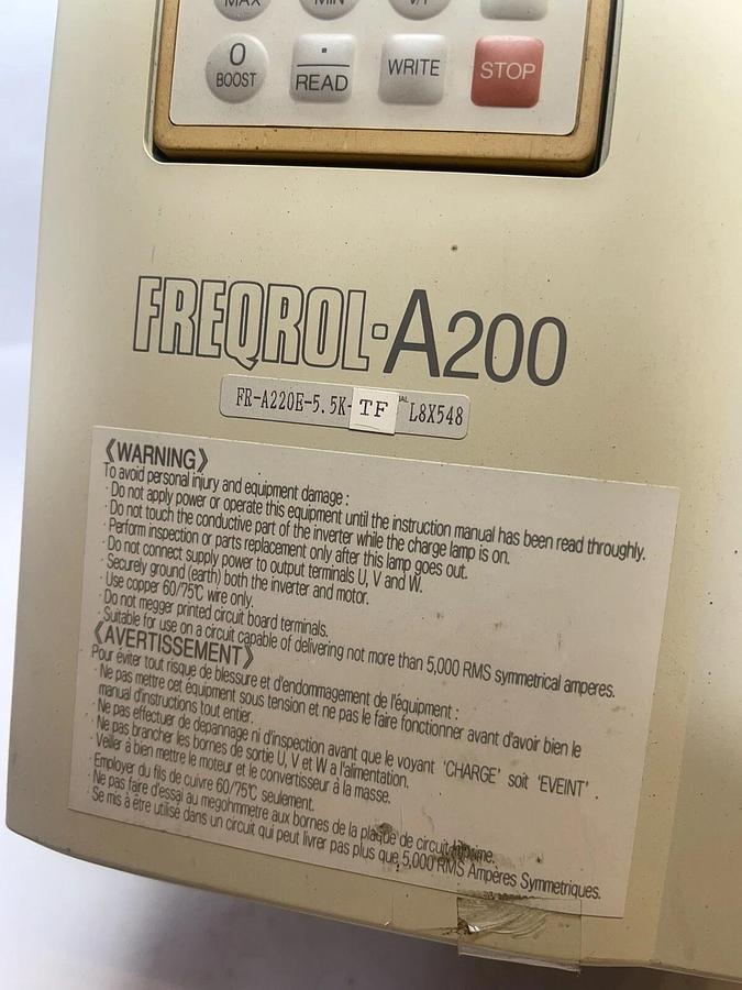 Used Mitsubishi FR-A220E-5.5K-TF 10HP Freqrol A200 Inverter Drive  FR-A220E-5.5KTF