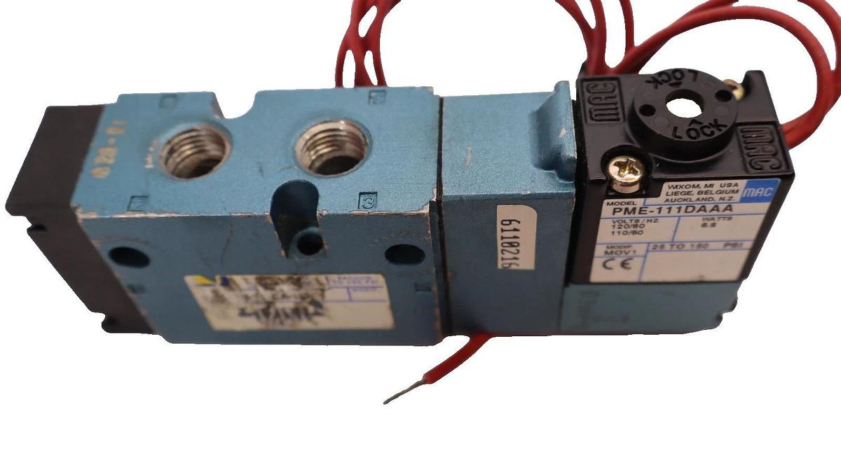 Used Mac Valves 811C-PM-111CA-152 4-Way Solenoid Valve with PME-111DAAA Valve
