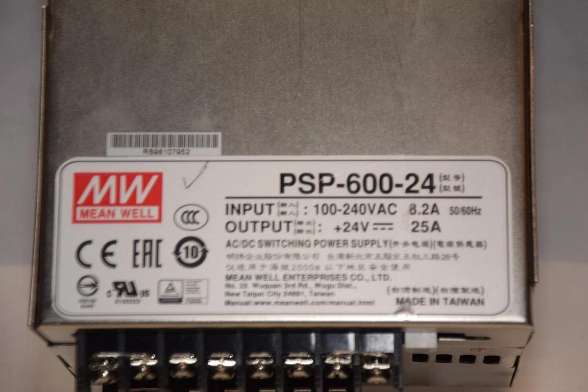 Used MEAN WELL PSP-600-24 , PSP60024 100-240Vac Power Supply