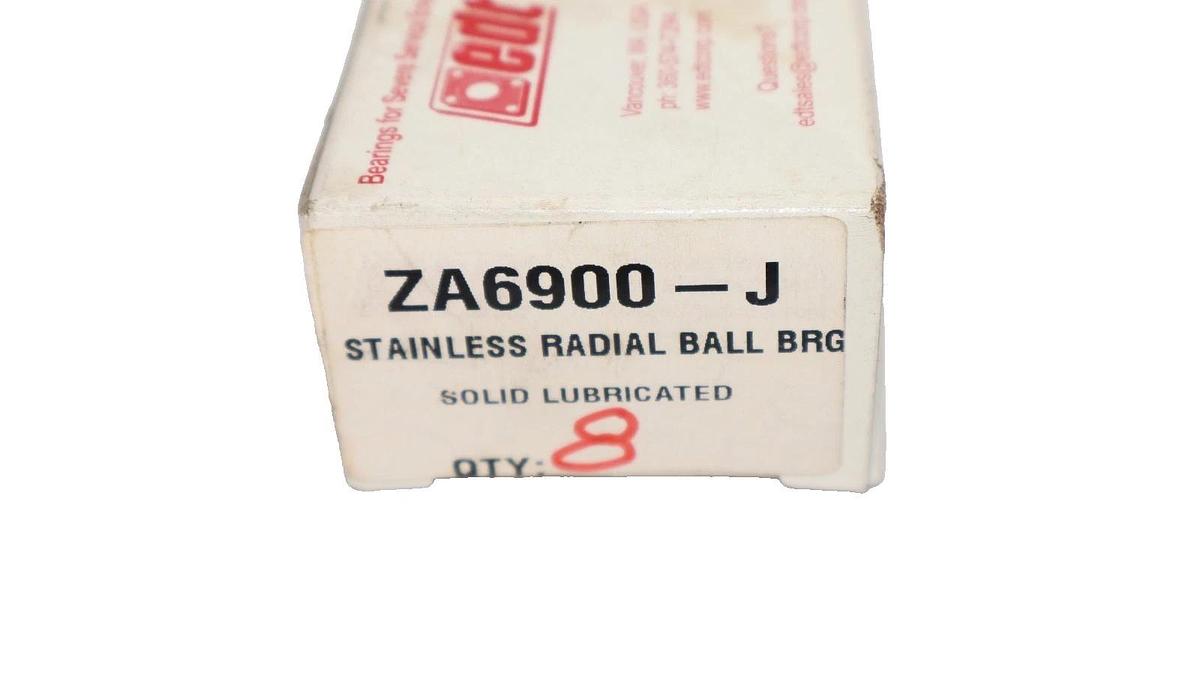 (NEW - Lot of 8) EDT ZA6900-J , ZA6900J Stainless Radial Ball Bearing