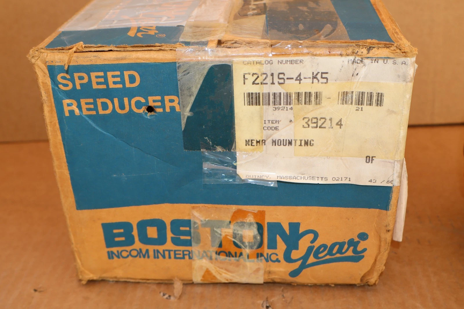 Boston Gear Box Speed Reducer F221S-4-K5 F221S4K5 001 .75hp 1750rpm USA *NOS*