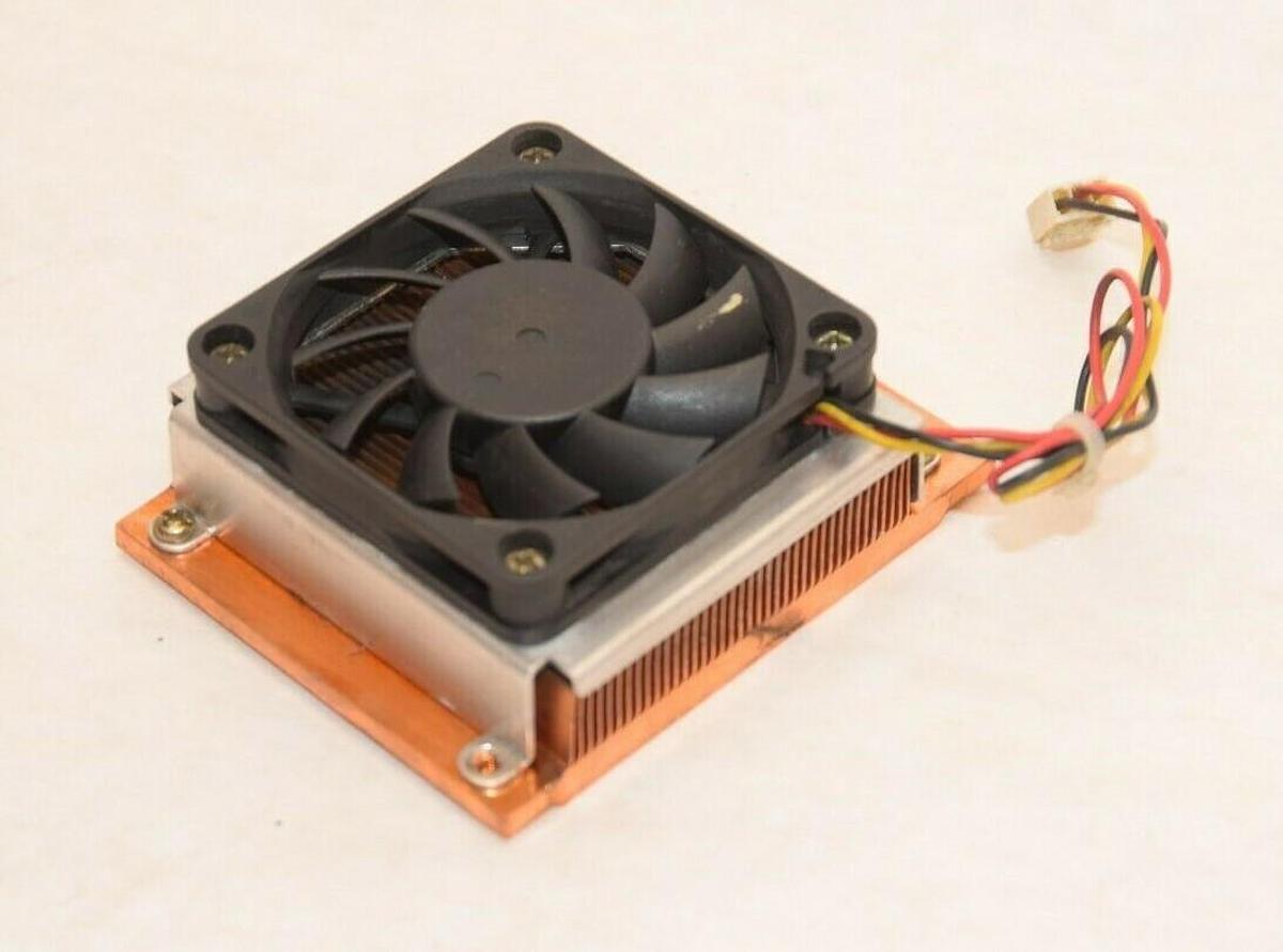 Used 3" x 3" x 1" Copper CPU Heat Sink With Fan