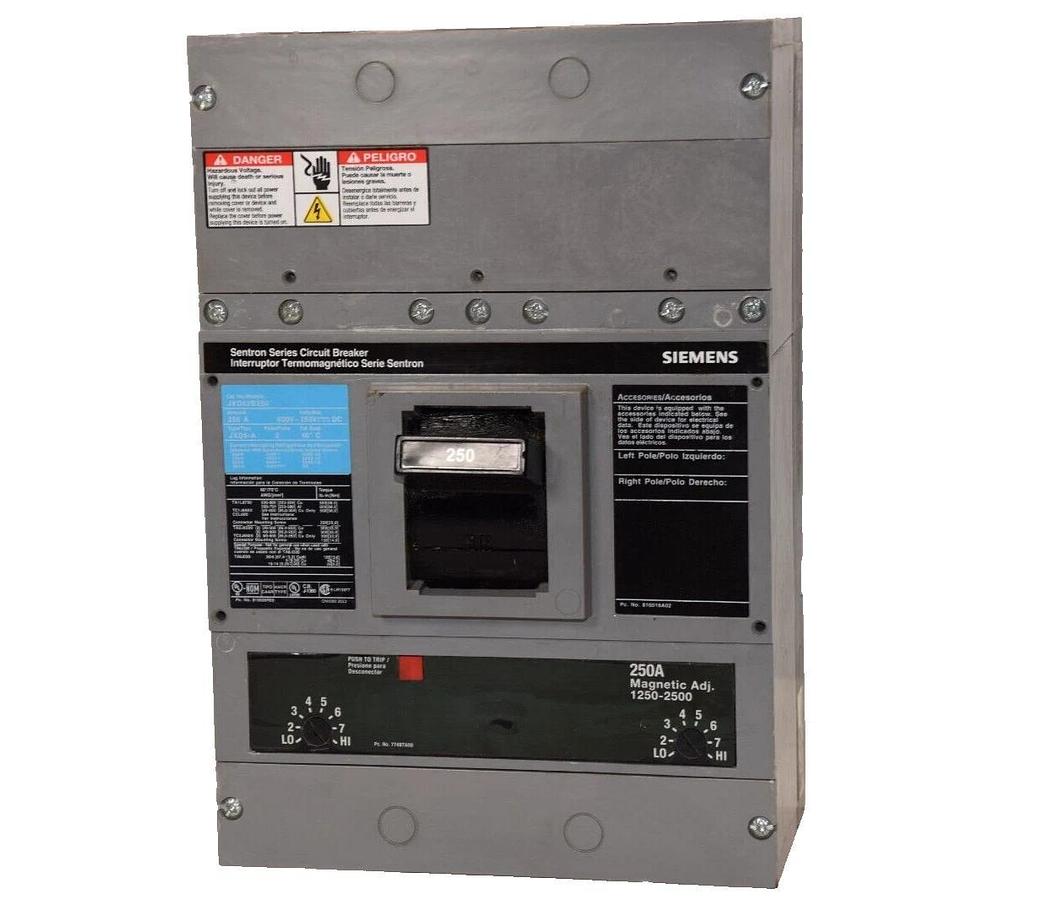Used Siemens Sentron Circuit Breaker JXD62B250 250 Amp 250A 2p 600v JXD6-A 250a trip