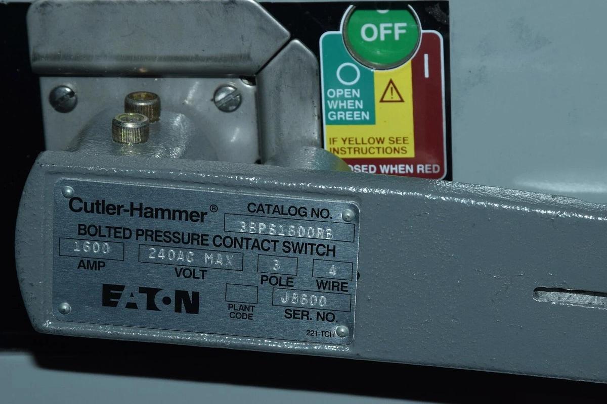 Cutler-Hammer 3BPS1600RB Bolted Pressure Contact Switch 1600A 3PH 1600 Amp 240V