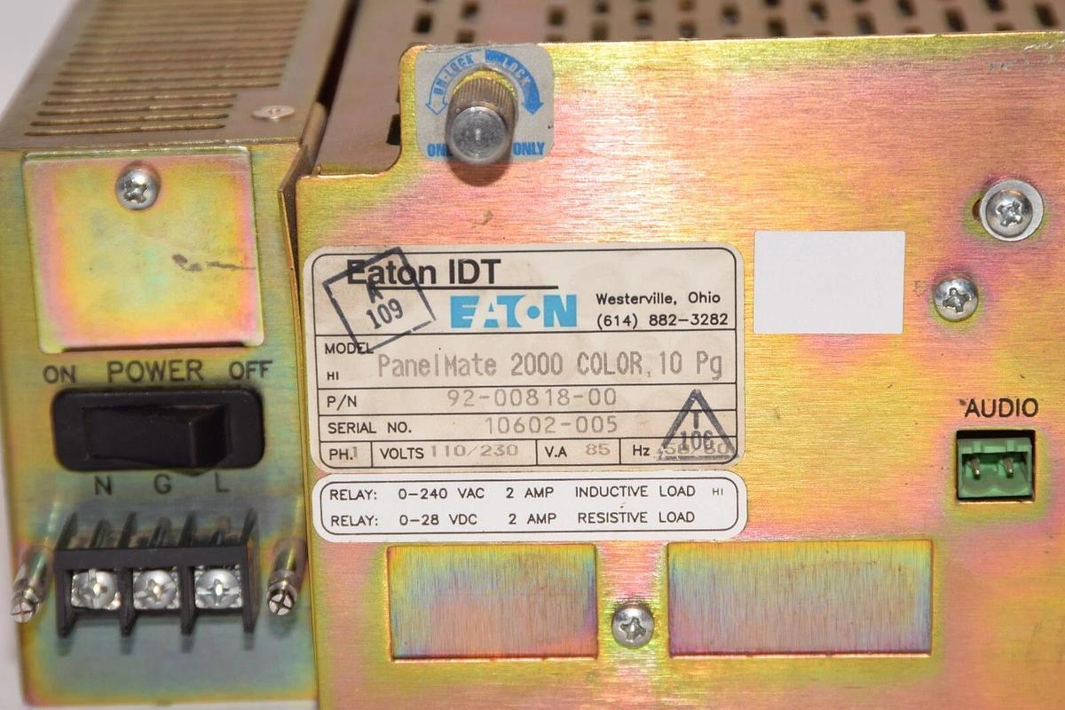 Used Eaton PanelMate Operator Interface 2000 Color 92-00818-00 920081800 110/230v 1ph