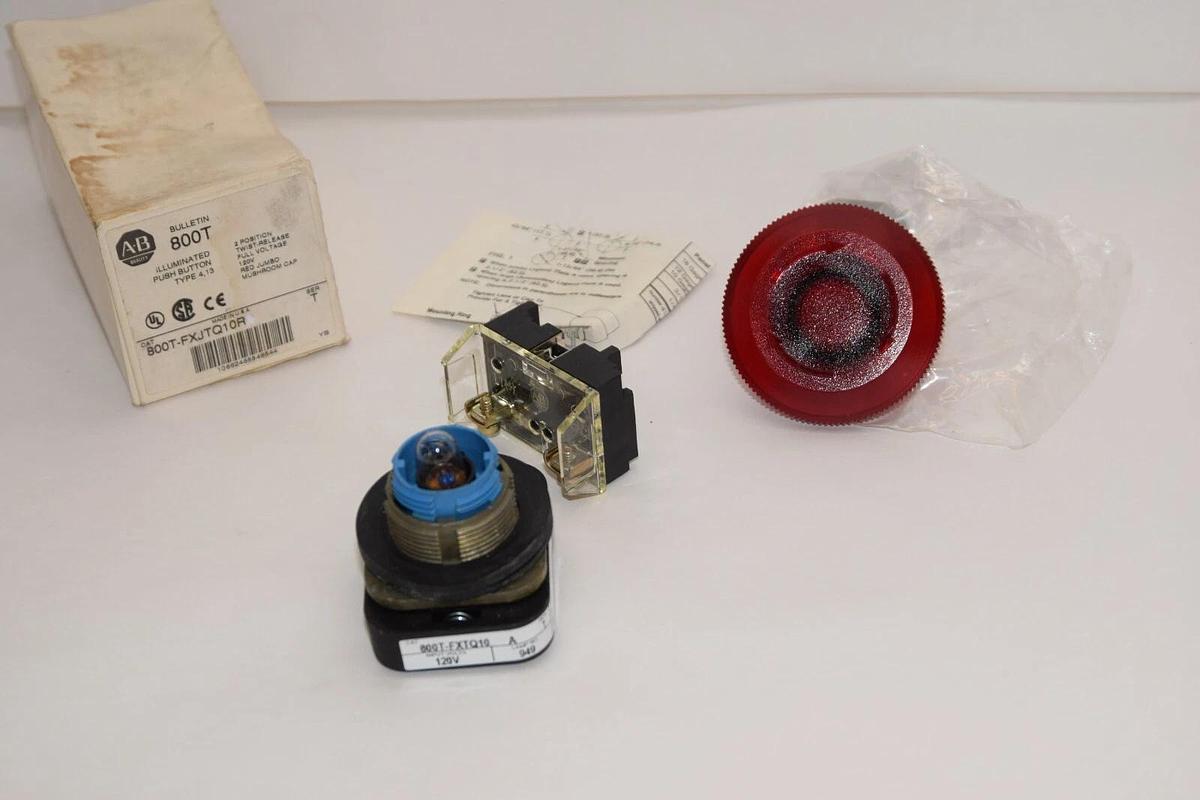 (NEW) ALLEN BRADLEY 800T-FXJTQ10R Series T 2 Pos 120V Red Mushroom Push Button