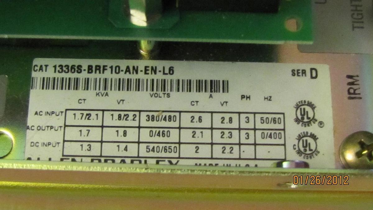Used Allen Bradley AB 1336 Plus Drive 1336S-BRF10-AN-EN-L6 1336SBRF10ANENL6 D 1hp NEW