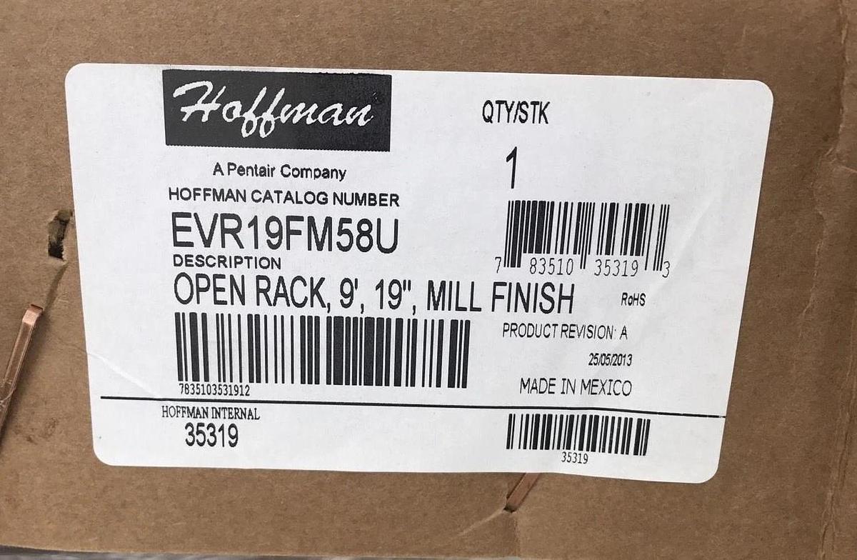 Hoffman EVR19FM58U Open LAN Rack, Equipment Rack  19"x 9', 58U, Mill Finish