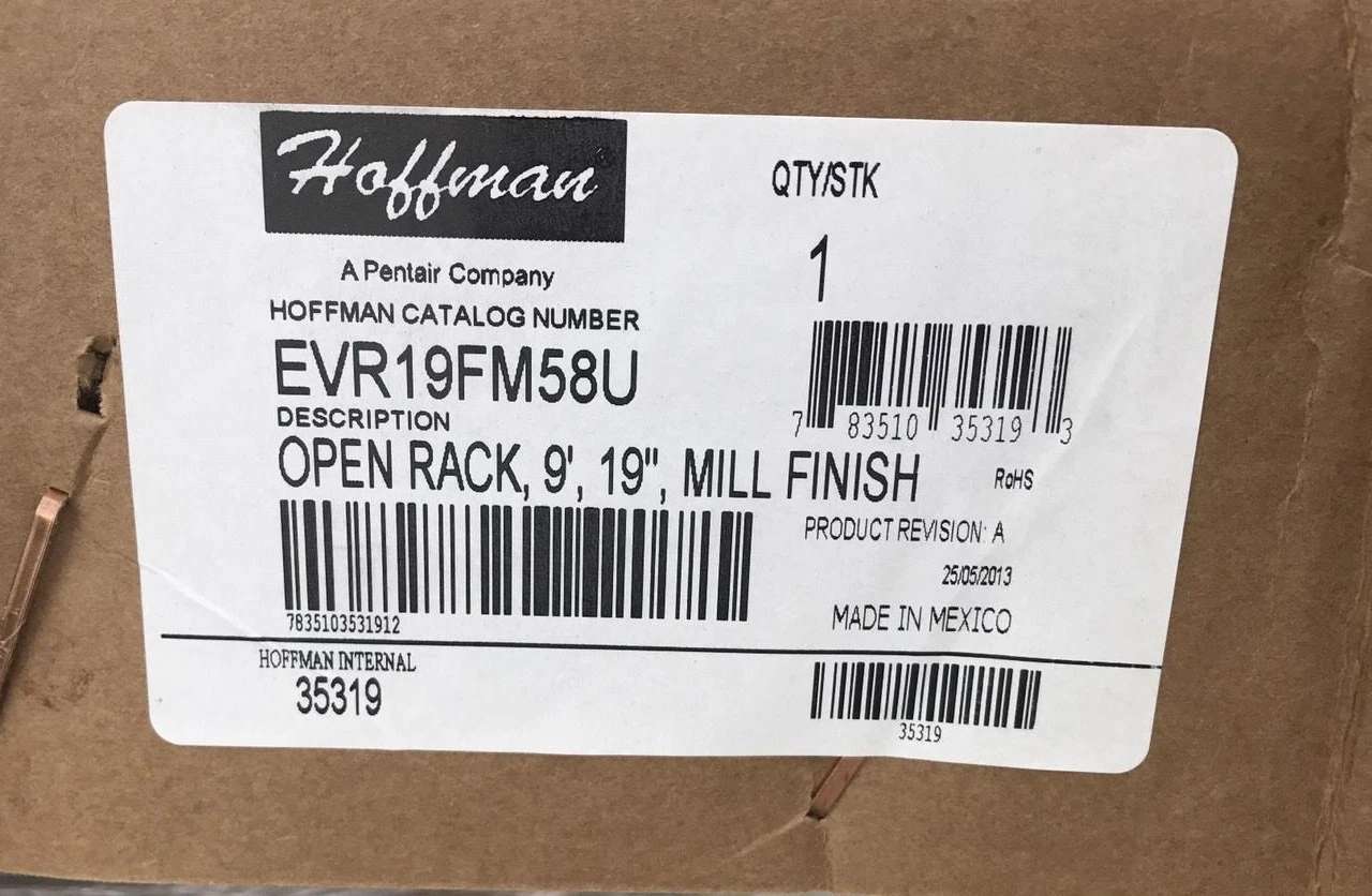 Hoffman EVR19FM58U Open LAN Rack, Equipment Rack 19"x 9', 58U, Mill Finish