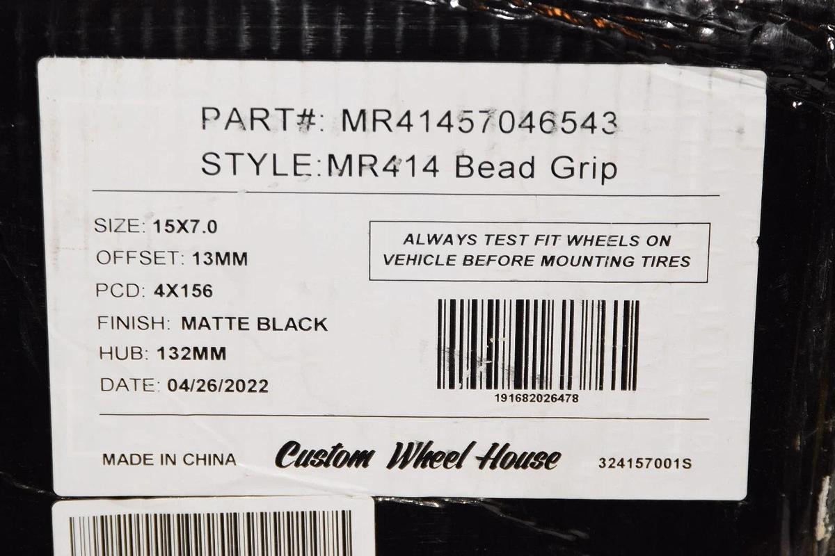 Method 15" ATV UTV Wheel MR414 MR41457046543 Bead Grip 15x7 Matte Black 13mm NEW