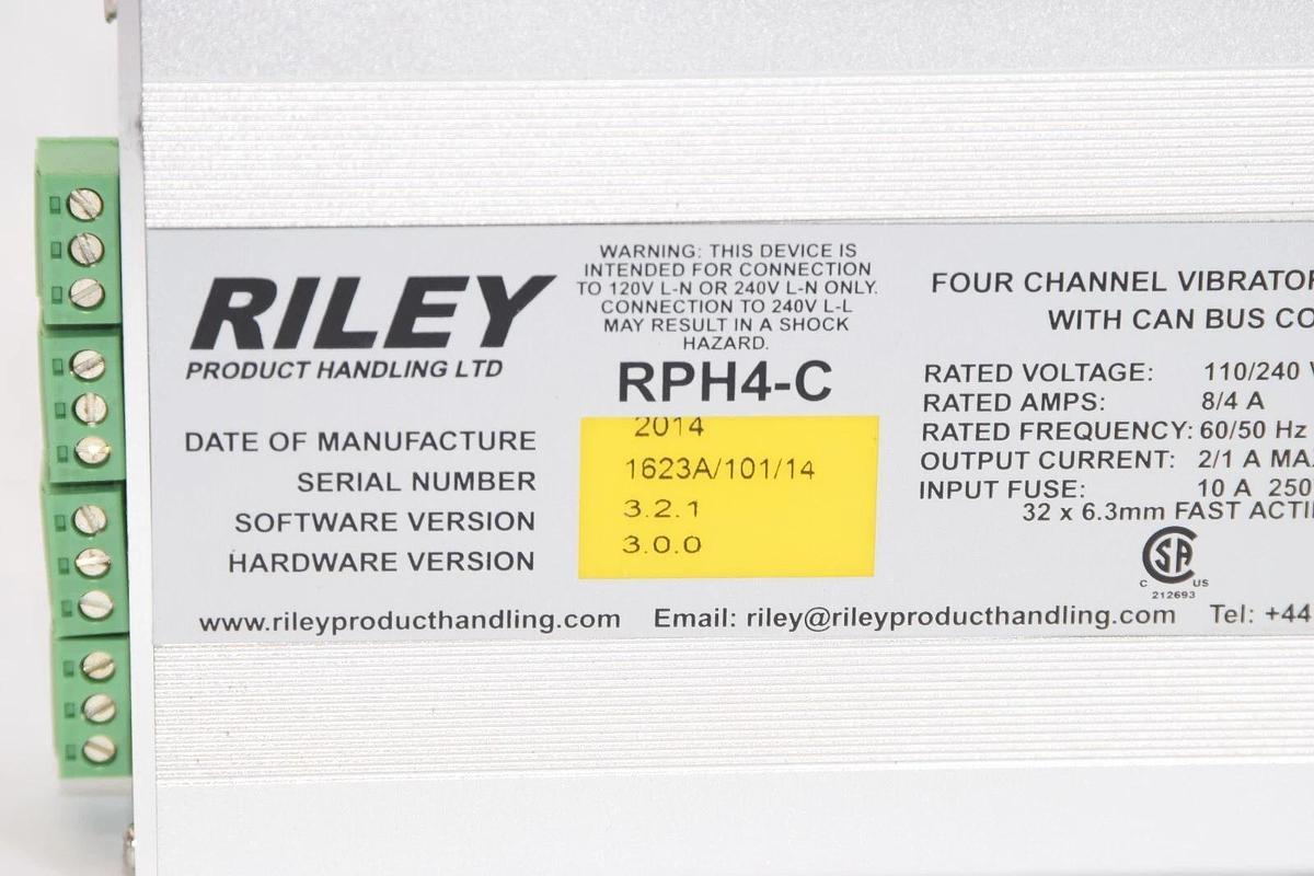 Used RILEY RPH4-C 110/240Vac 4 Channel Vibrator Controller With CAN BUS Control